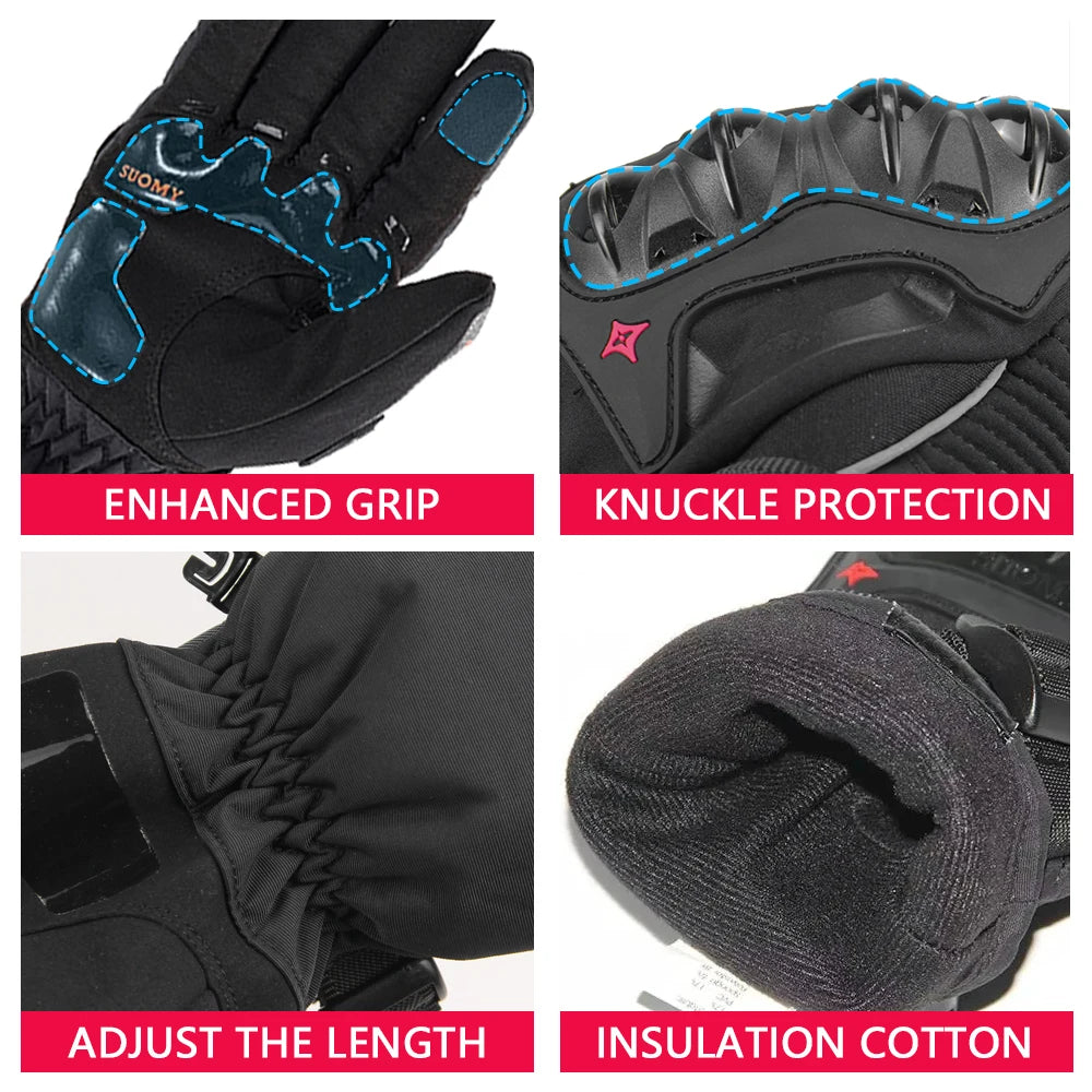 Motorradhandschuhe mit Knöchelprotektor Herren Motorrad Handschuhe Touchscreen