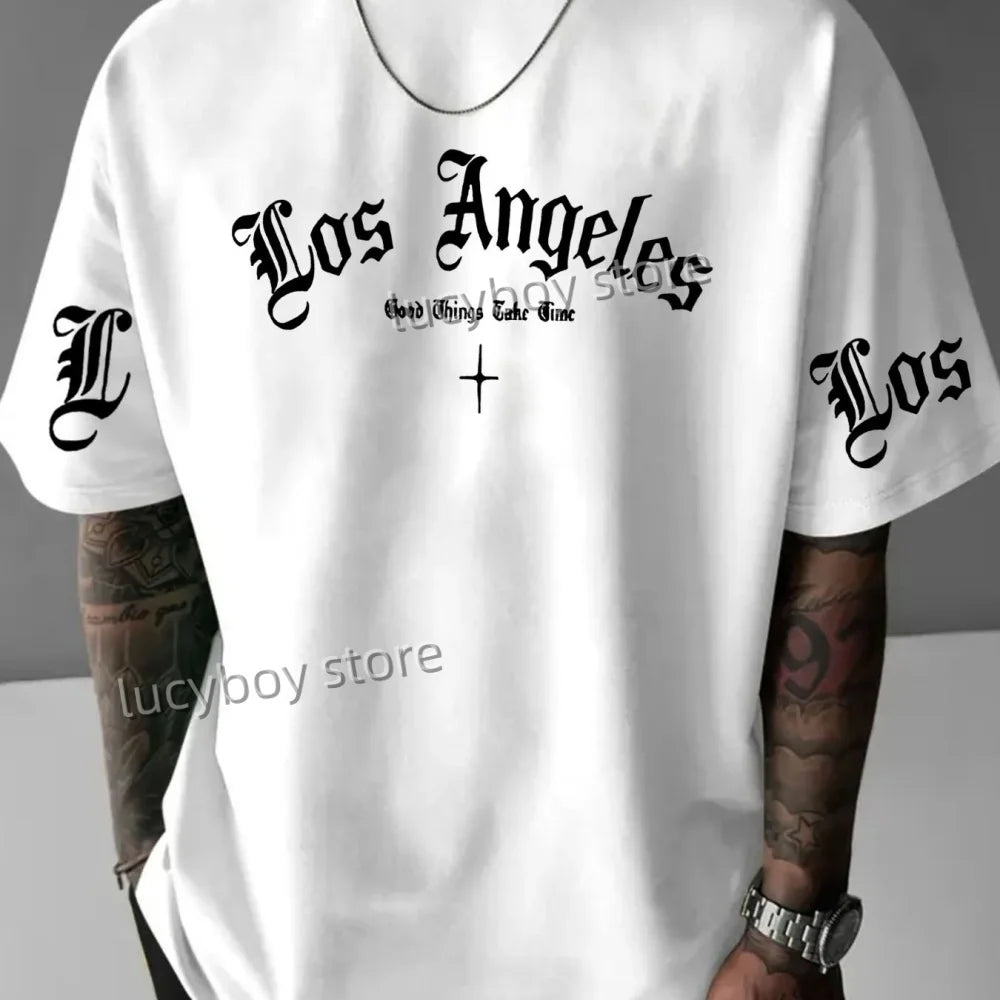 Herren T-Shirt Los Angeles Shirt Rundhals Streetwear Tank Top Hemd Polohemd