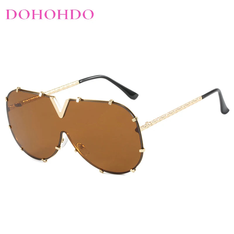 Damen Sonnenbrille Designer Luxus Brille Quadratische Übergröße Gläser Vintage