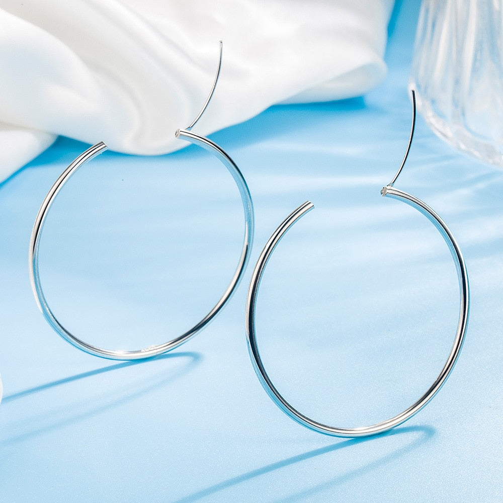 1 Paar Creolen aus 925 Sterling Silber Ohrringe 3/4/5/6CM Ohrschmuck Ohrstecker