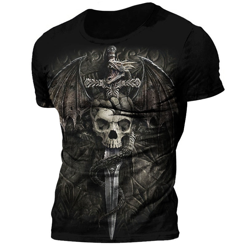 Herren Horror Skulls 3D T-Shirt Rundhals Unisex Sommer Streetwear
