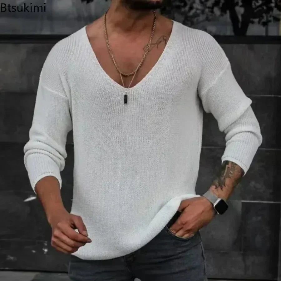 Herren Pullover Sweatshirt Leichter Pulli Sweater Langarm Shirt Strickpullover