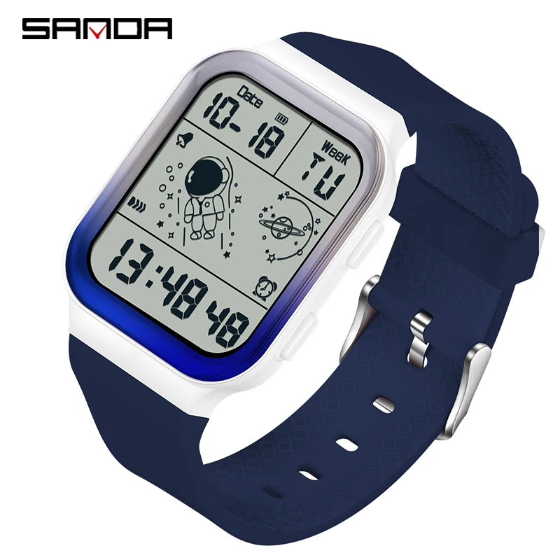 Herren Armbanduhr Digital Uhr Silber Edelstahl Quarzuhr Luxus Chronograph