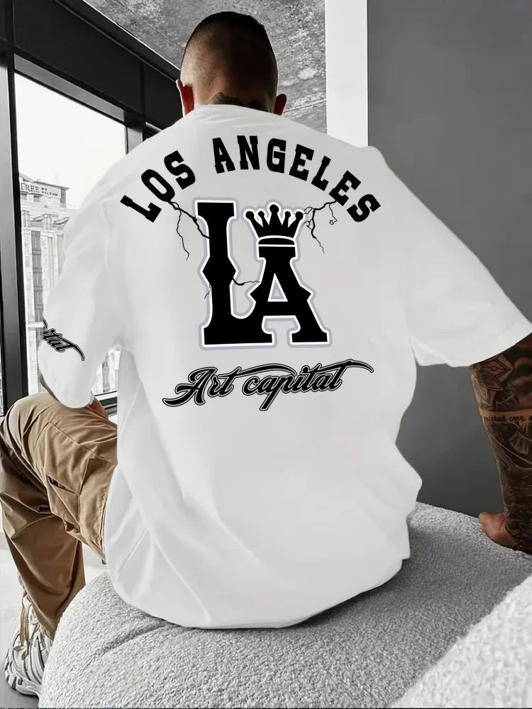 Herren T-Shirt Los Angeles Shirt Rundhals Streetwear Tank Top Hemd Polohemd