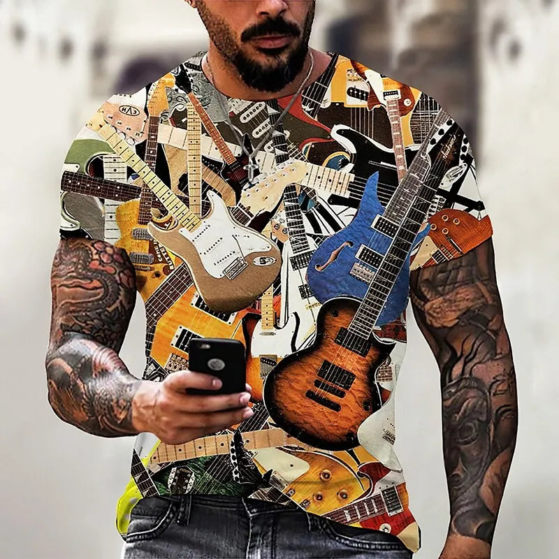 Fashion Herren Rock N Roll 3D T-Shirt Rundhals Unisex Sommer Streetwear Tank Top