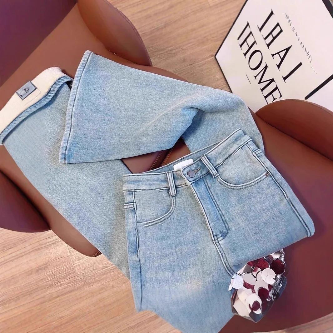 Damen Winter Warm Thermo Jeans Hose Innenfleece Stretch Hosen Leggins Denim