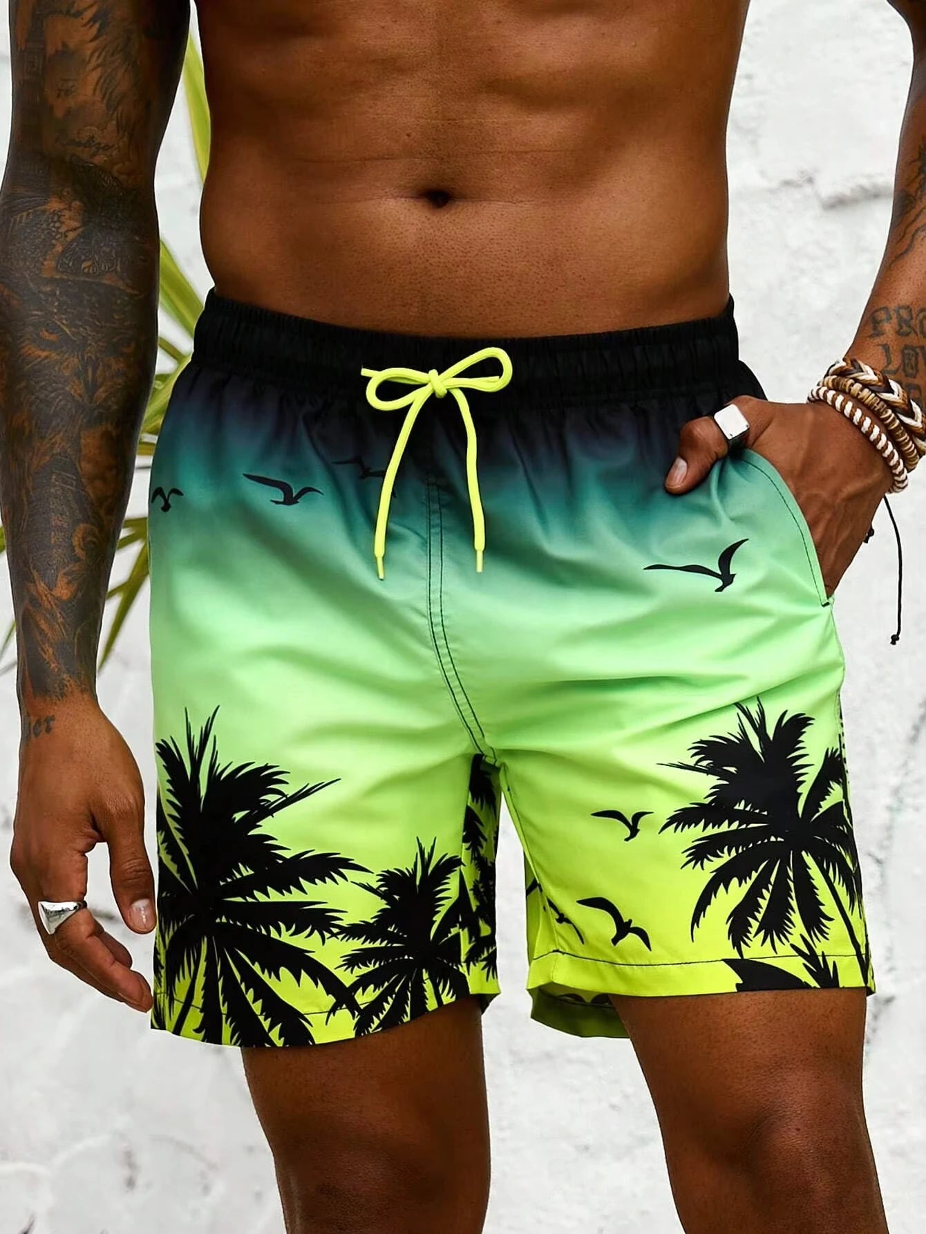 Hawaii-Badehose Herren Badeshort Kurzehose Shorts Schwimmhose 100% Polyester