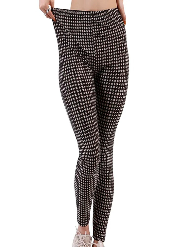 Leggings Damen Kariert Tartan Karo Muster Fitness Leggins Sexy Hohe Elastizität