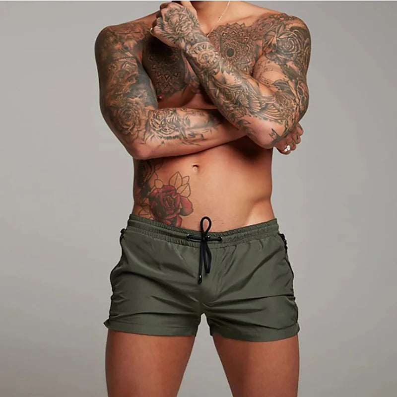 Herren-Badehose mit Reißverschlusstaschen, Netzfutter, Sommer-Strand-Boardshorts, schnell trocknend, zum Schwimmen, Badeanzug, Badebekleidung