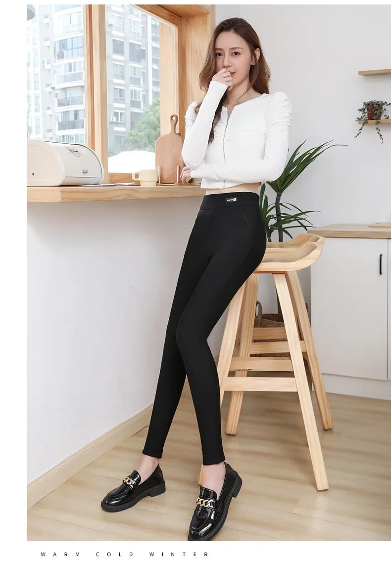 Frauen Hose Winter Leggins Warm Thermohose Innenfleece Leggings Strumpfhose