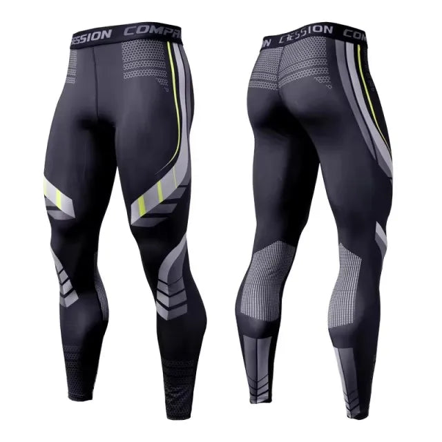 Pantaloni a Compressione da Uomo Leggings Calcio Corsa Palestra Leggins Calza
