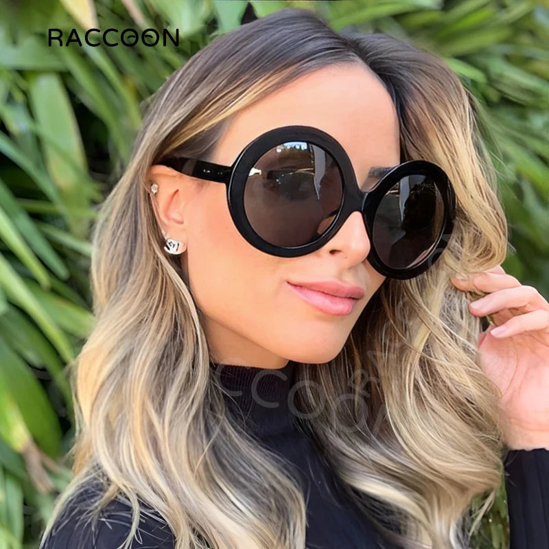 Damen Designer Luxus Brille Sonnenbrille Runde Übergröße Gläser Vintage
