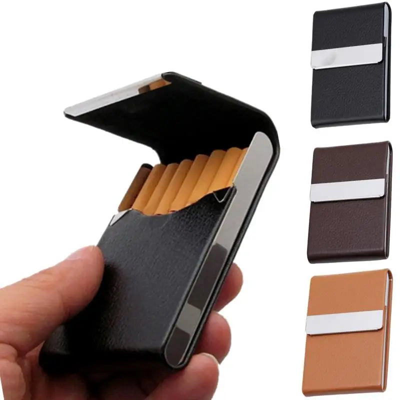Zigarettenetui Mini Etui 7 Zigaretten Dose Metall Box Kunst Leder Tabakdose Neu