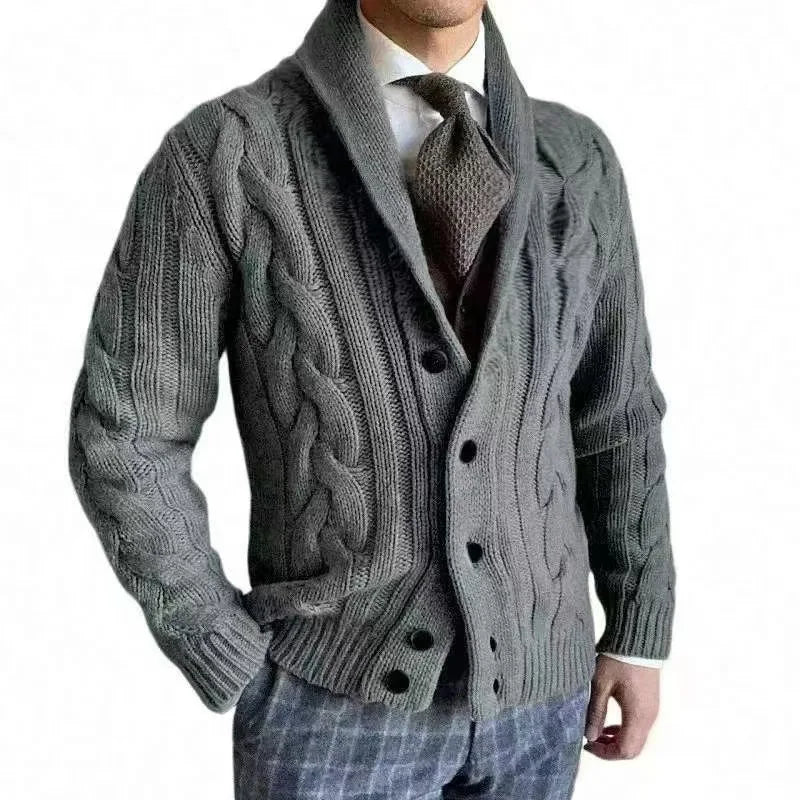 Herren Herbst Jacke Übergangsjacke Sweatjacke Sweater Strickjacke mit Zopfmuster