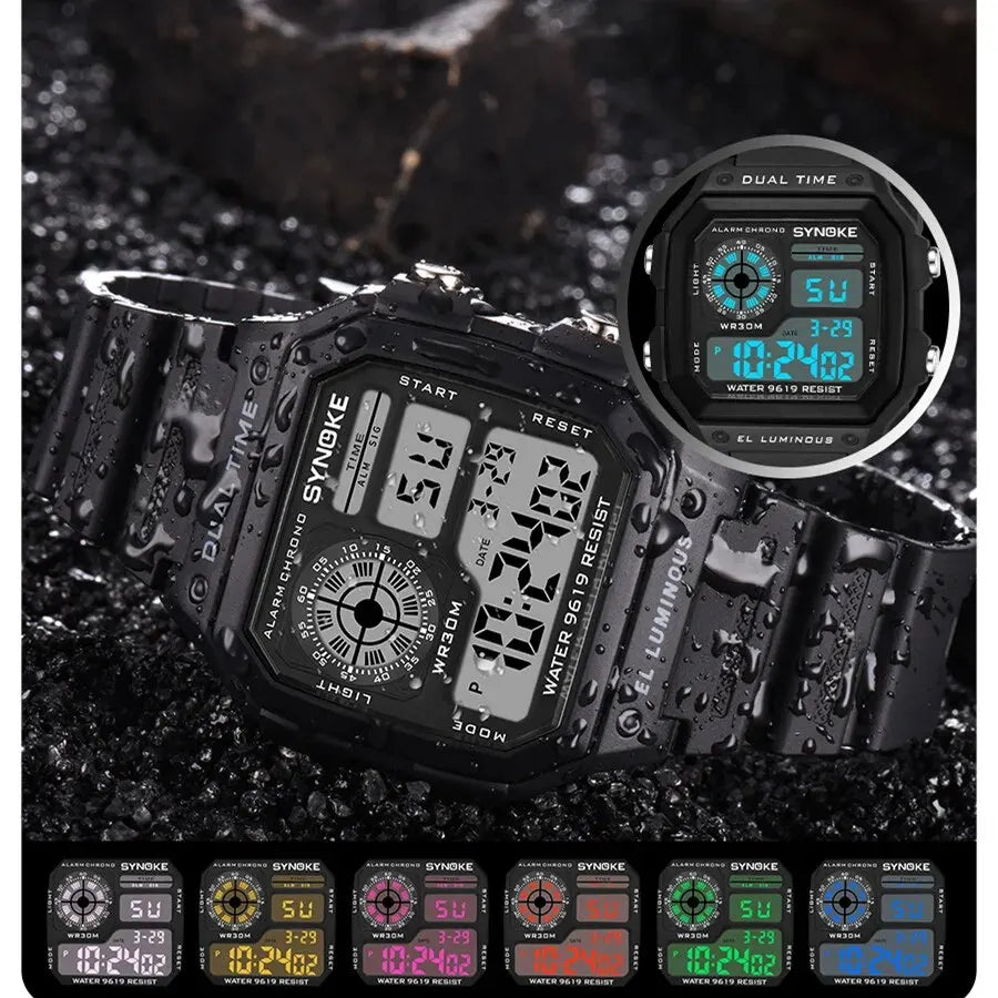 Herren Armbanduhr Digital Uhr Silber Edelstahl Quarzuhr Luxus Chronograph 3 Bar