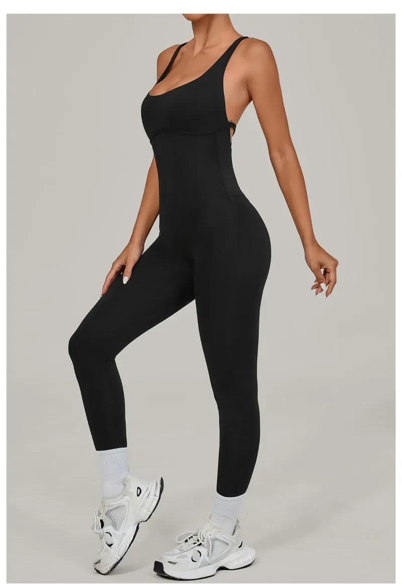 Tuta intera Sportiva Donna Rompers Pantaloni Yoga Palestra Sexy Jumpsuit Tutina