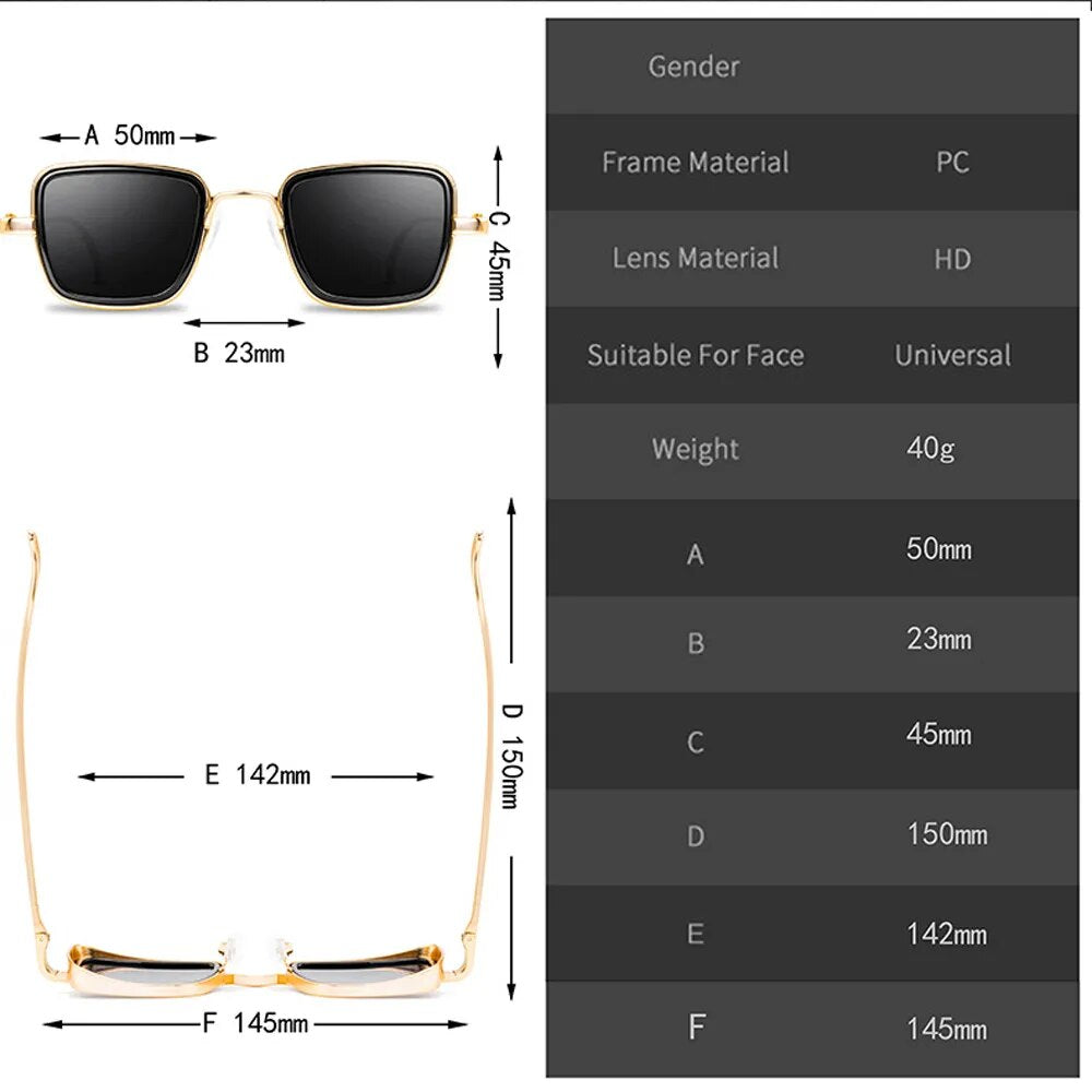 Designer Luxus Sonnenbrille Damen Herren Quadratische Gläser Vintage UV400