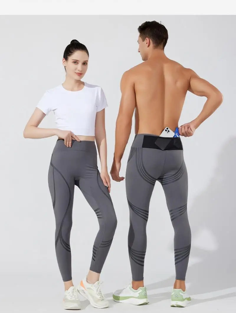 (S-2XL) Herren-Lauf-Kompressionsstrumpfhose, hochelastisch, schnell trocknend, Trainingshose mit Netztasche auf der Rückseite, Fitnessstudio, Training, enge Sporthose