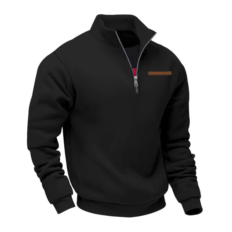 Herren Pullover Fleece Sweatshirt Troyer Pulli Sweater Stehkragen Langarmpulli