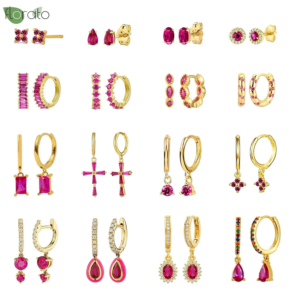1 Paar Creolen aus 925 sterling Silber Gold Ohrringe Zirkonia Ohrstecker