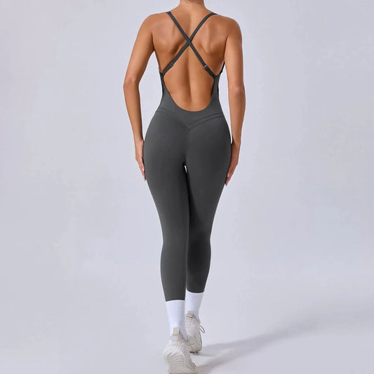 Tuta intera Sportiva Donna Rompers Pantaloni Yoga Palestra Sexy Jumpsuit Tutina