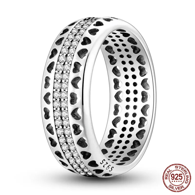 Massiv Sterling Silber 925 Ring filigran Fashion Damenring mit AAA Zirkonia