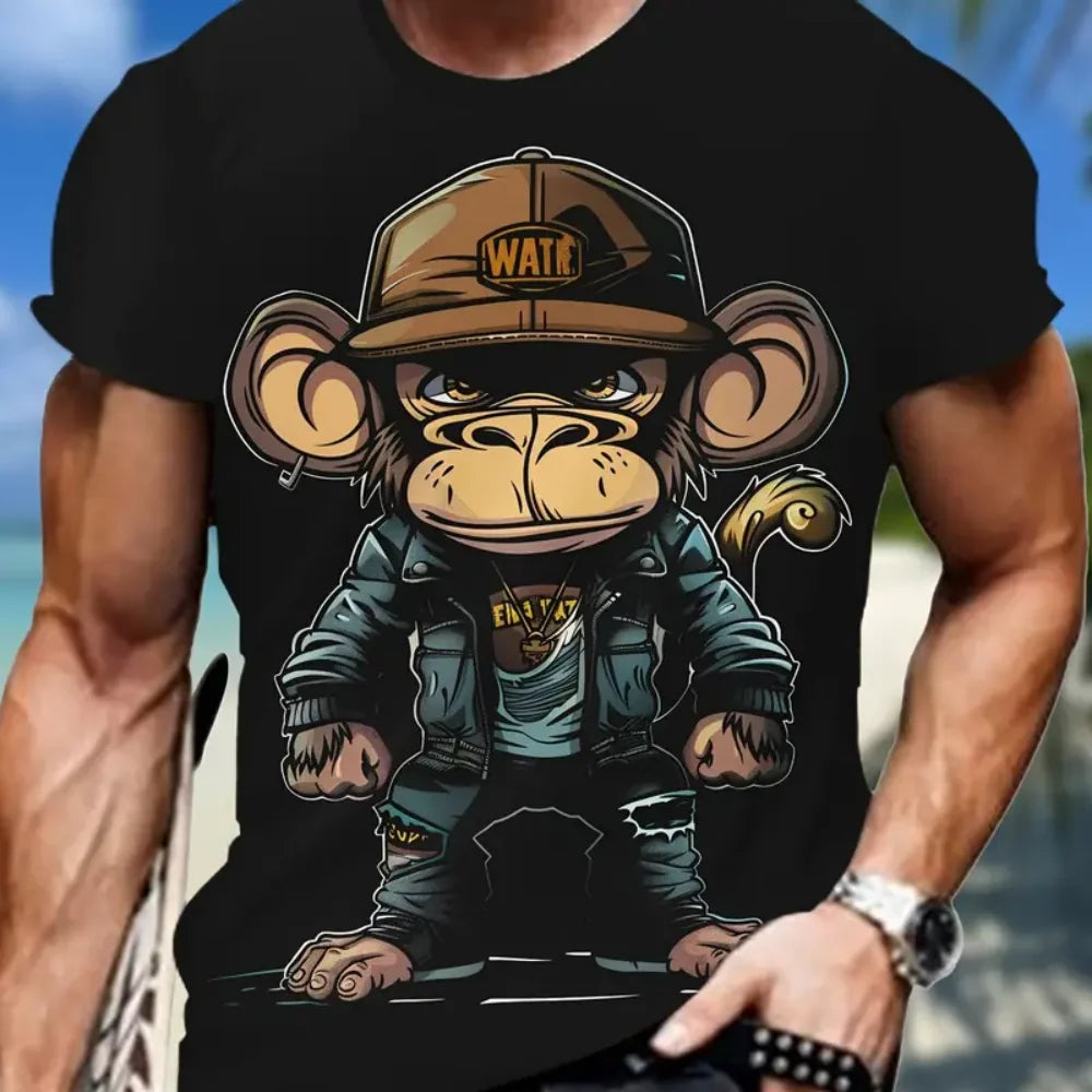 Neue Trend Affe Muster männer Kleidung Sommer Mode Atmungsaktive männer Top Vielseitig männer T-Shirt Casual Männer Kurzarm t