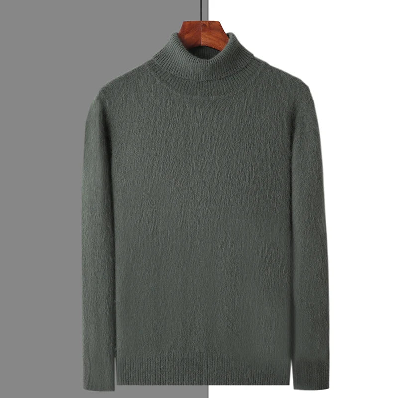 Herbst und Winter Männer Lose Rollkragen 100% Nerz Kaschmir Pullover männer Casual Thermische Pullover Einfarbig Stricken Plus-Größe top