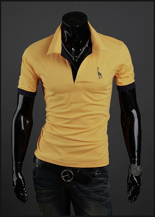 Herren Poloshirt POLO Shirt Zip Kontrast Kragen Kurzarm Slim Fit Hemd Polohemd
