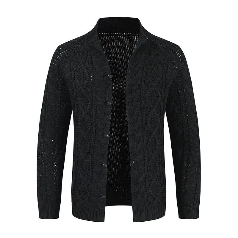 Herren Herbst Jacke Übergangsjacke Sweatjacke Sweater Strickjacke mit Zopfmuster