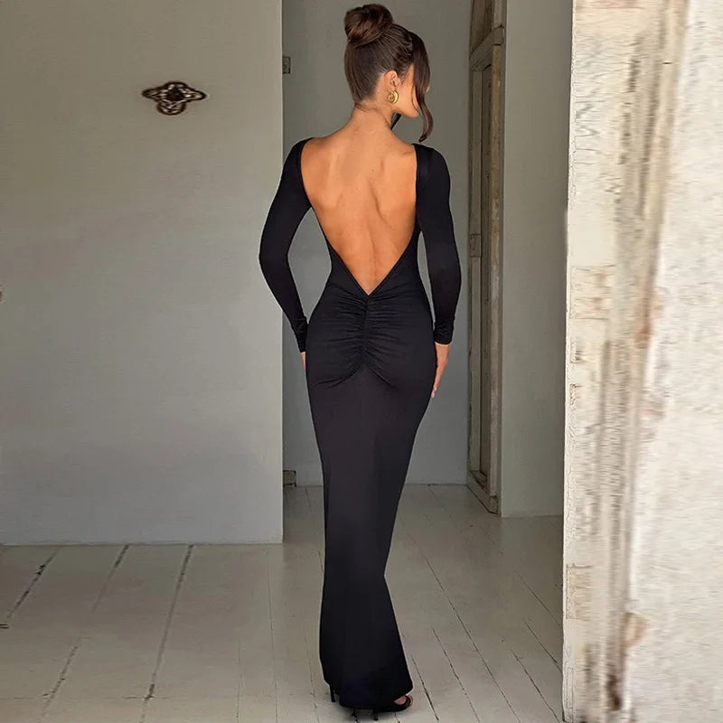 Frauen Kleid rückenfreies Partykleid Langes Trägerkleid Abendkleid Cocktailkleid