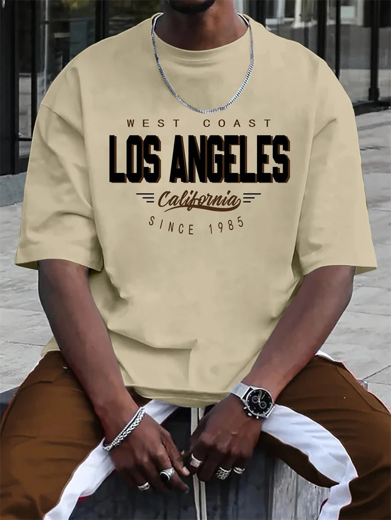 Herren T-Shirt Los Angeles Shirt Rundhals Streetwear Tank Top Hemd Polohemd