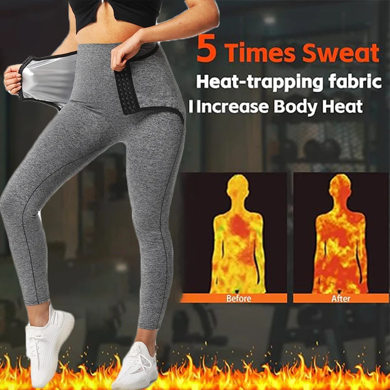 Damen Neopren Sauna Hose Schwitzhose Yogahose Thermoeffekt Abnehmen Hose Leggins