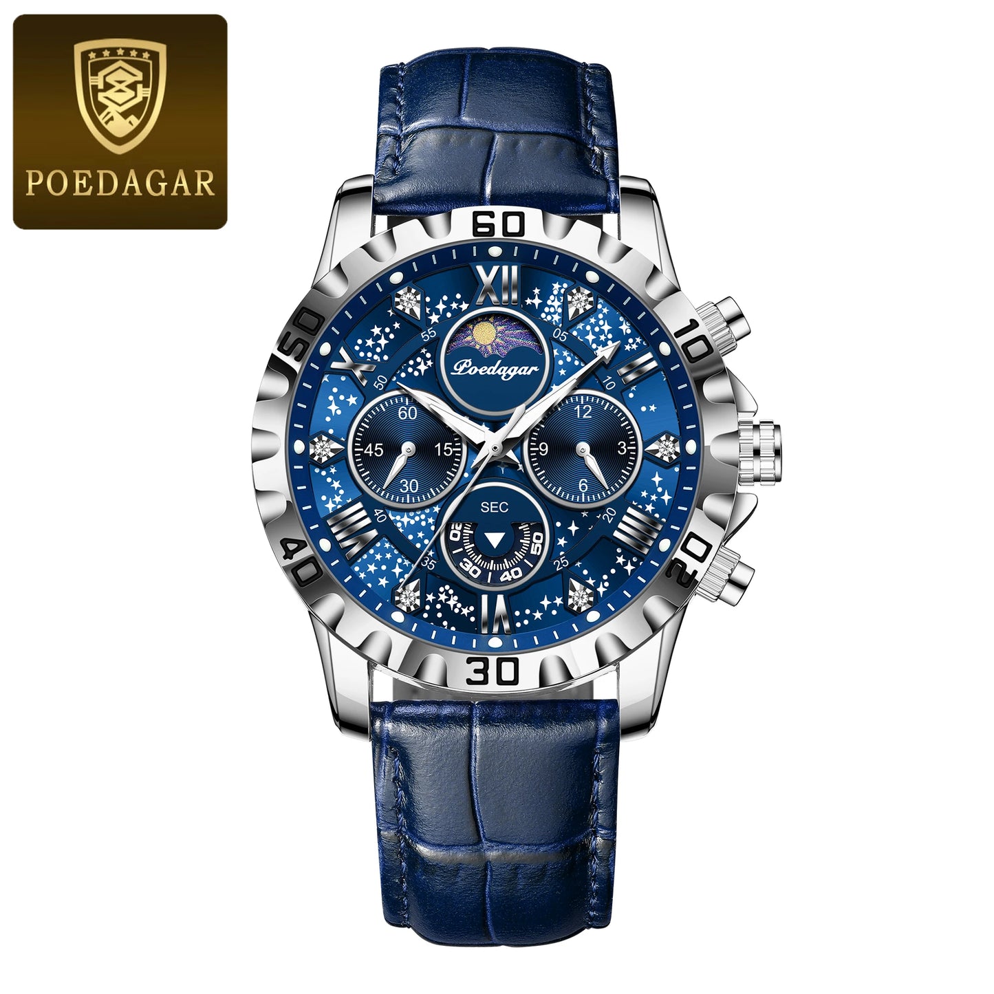 Herren Armbanduhr Digital Uhr Silber Edelstahl LED Quarzuhr Luxus Chronograph
