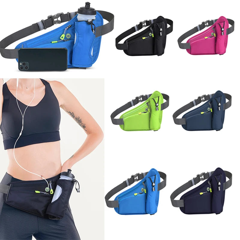 Laufen Gürtel mit Wasserflasche Bauchtasche Reißverschlusstaschen Tasche Joggen