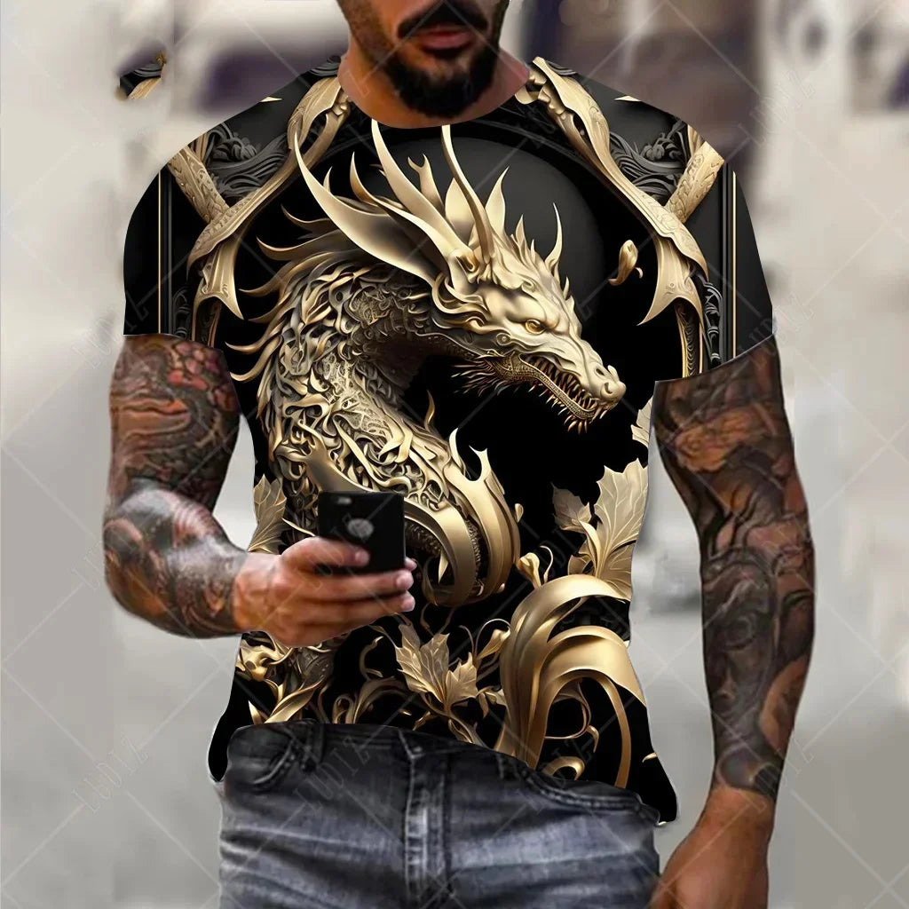 Männer Drachen T-shirt Mode 3d Gedruckt T Shirt Tier Muster Kurzen ärmeln Übergroßen Streetwear T-shirts Sommer Casual männer tops