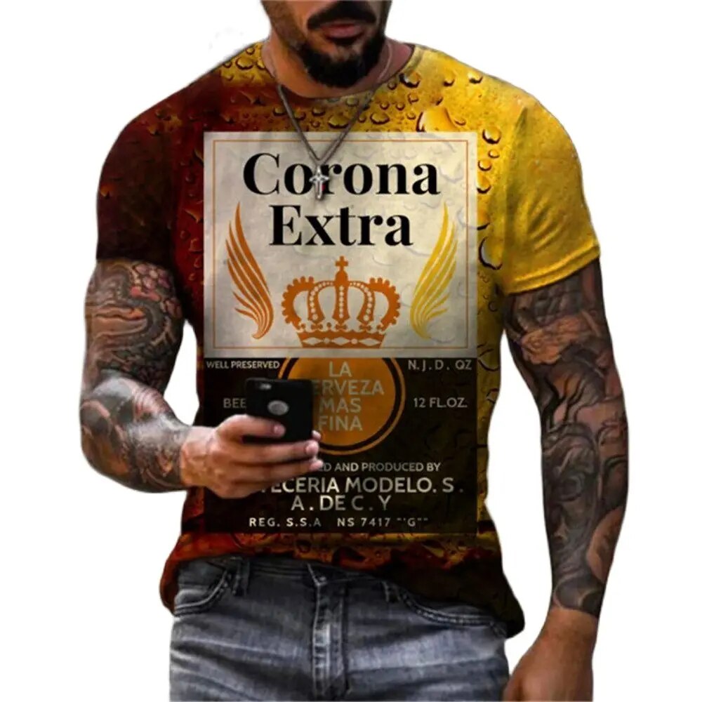 Herren Fashion Vintage 3D T-Shirt Rundhals Unisex Sommer Streetwear