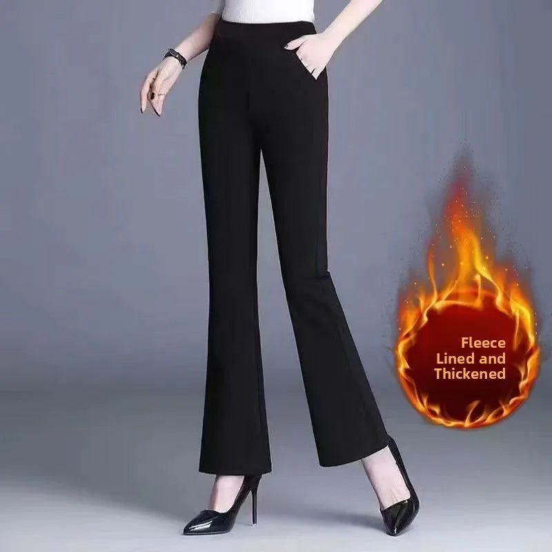 Damen Winter Warm Thermo Schlaghose Hose Innenfleece Stretch Hosen Leggins