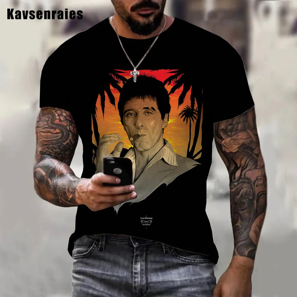 Herren Fashion Vintage 3D T-Shirt Rundhals Unisex Sommer Streetwear