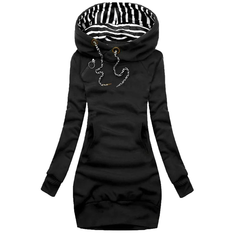 Kapuzenpullover Sweatshirt Pulloverkleid Hoodie Pulli Tunika Damen Sportkleid