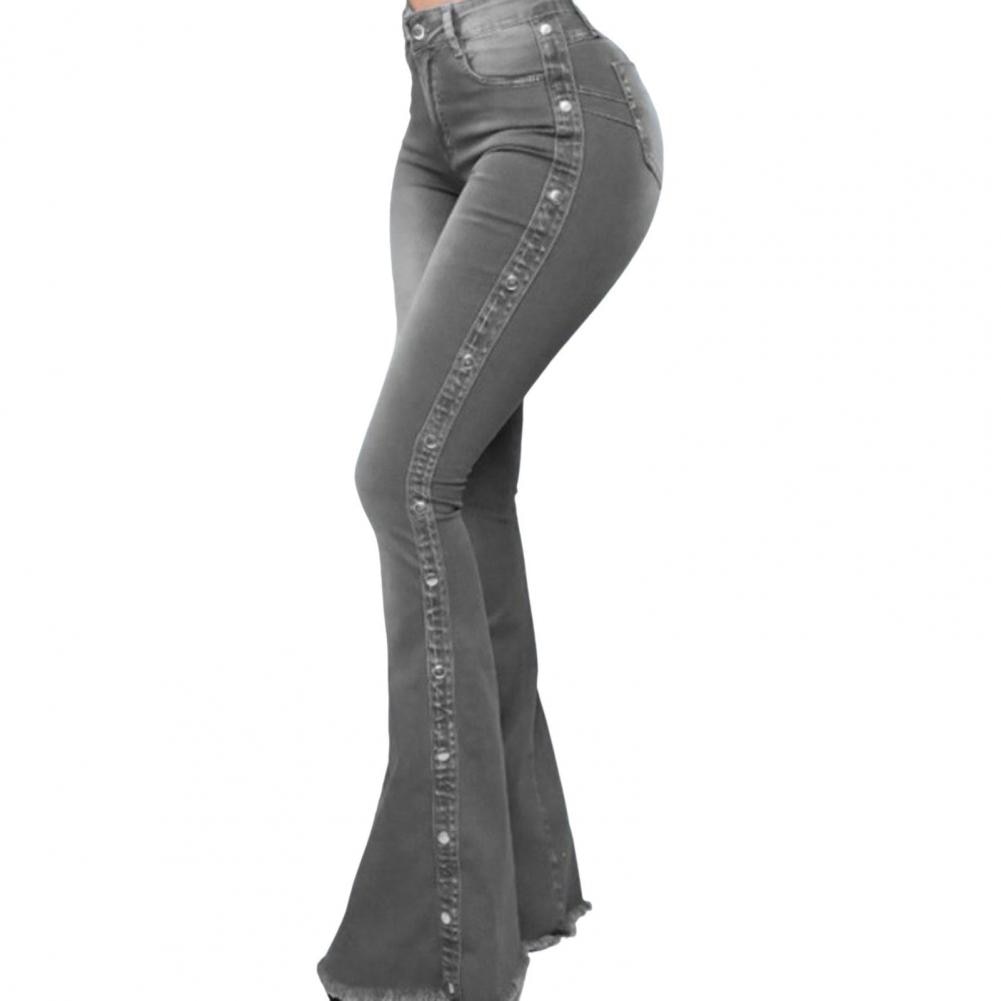 Damen Jeans Hose Bootcut Hüftjeans Schlaghose Flared Weites Bein Denim Stretch
