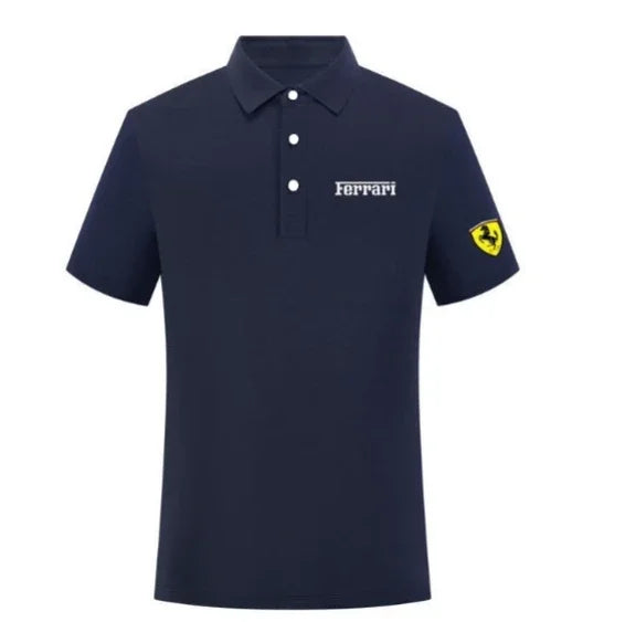 Sommer Motorrad F1 Ferrari Team Uniform Rot Herren Kurzarm Poloshirt Revers Sport T-Shirt Rennanzug