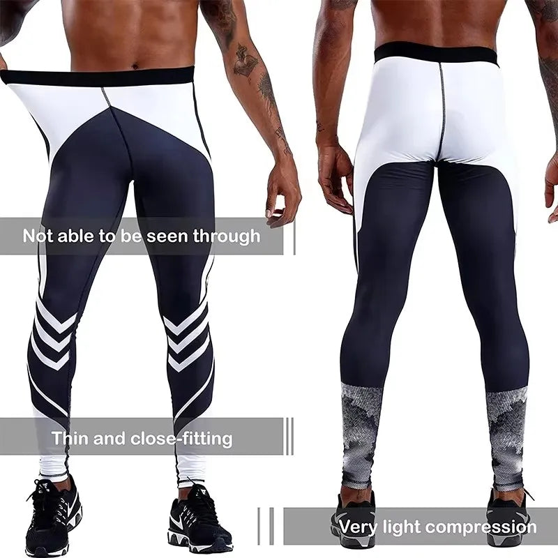 Pantaloni a Compressione da Uomo Leggings Calcio Corsa Palestra Leggins Calza