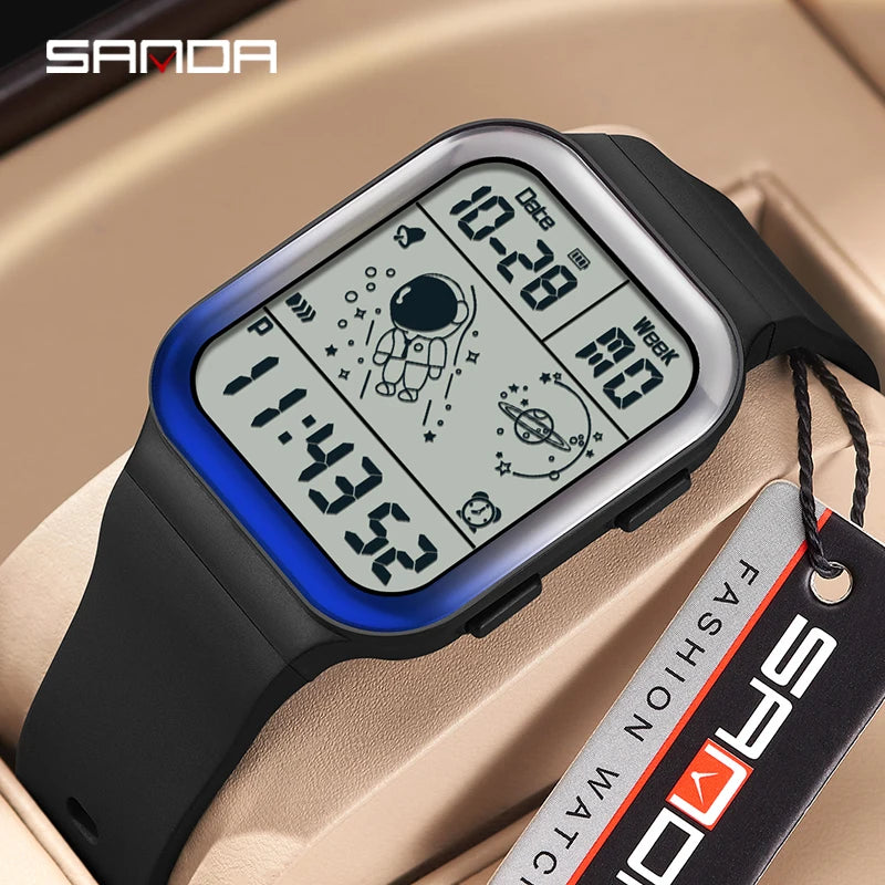 Herren Armbanduhr Digital Uhr Silber Edelstahl Quarzuhr Luxus Chronograph