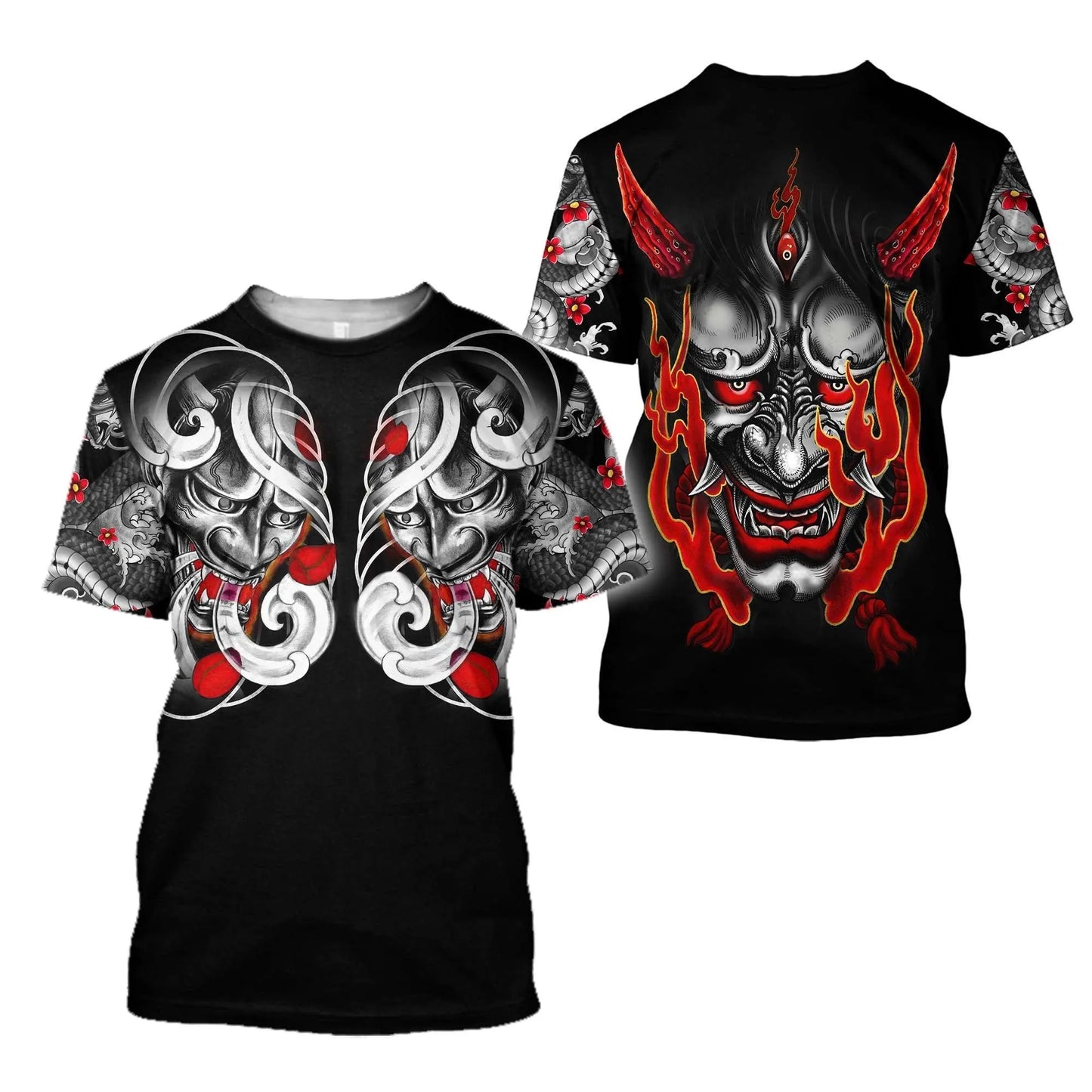 Herren Samurai Oversized 3D T-Shirt Rundhals Unisex Sommer Streetwear
