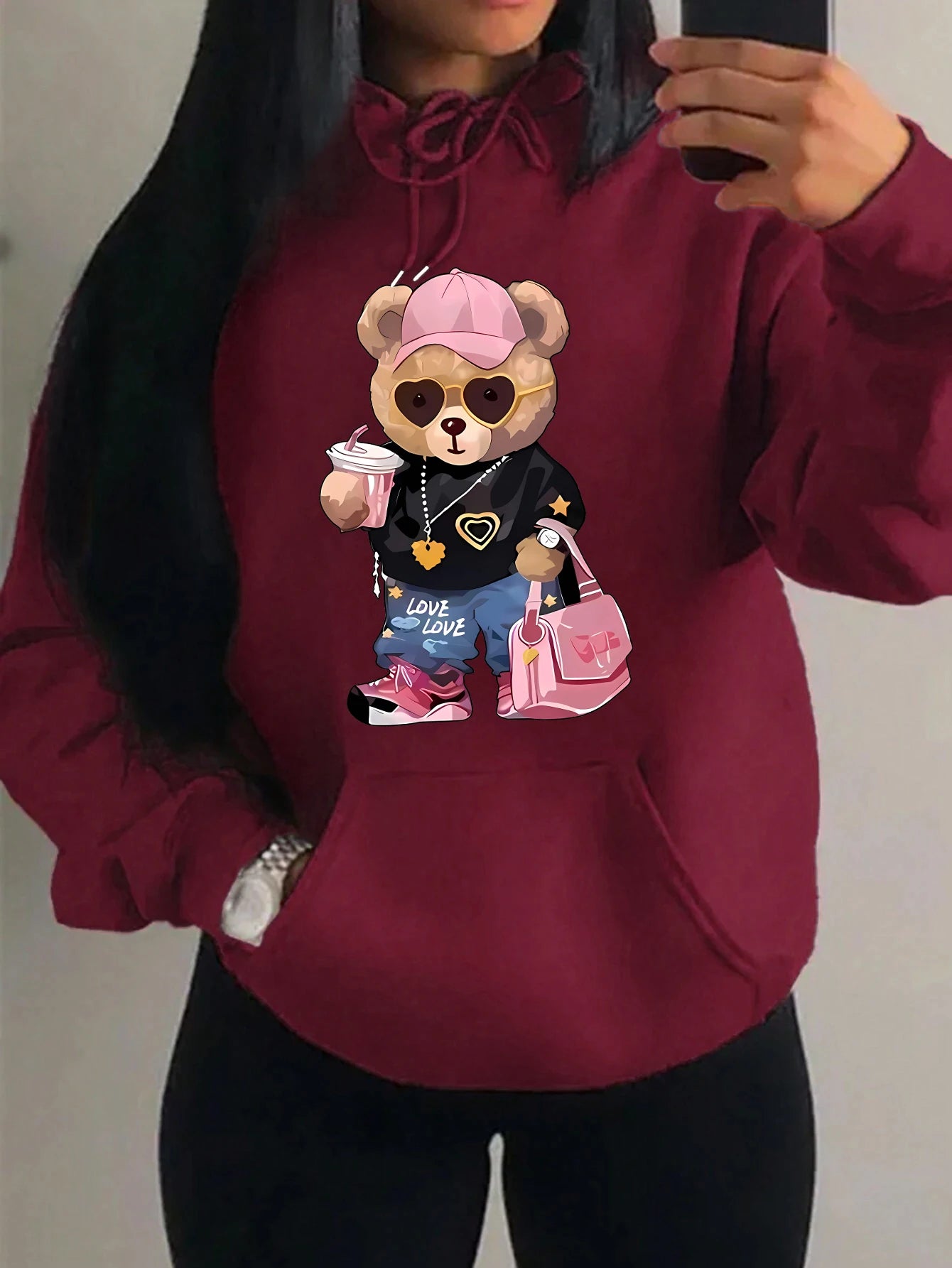 Teddybär Kapuzenpullover Sweatshirt Fleece Hoodie Pulli Damen Kapuzenpulli Shirt