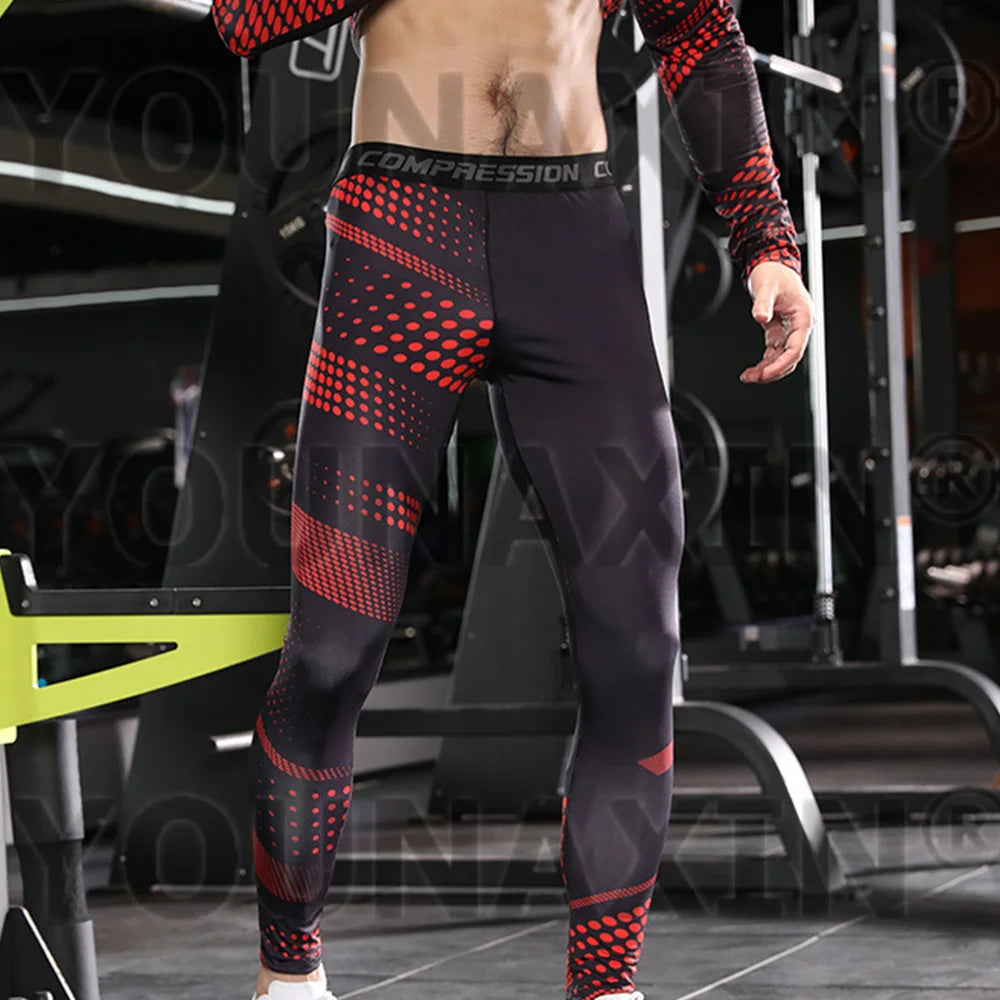 Pantaloni a Compressione da Uomo Leggings Calcio Corsa Palestra Leggins Calza