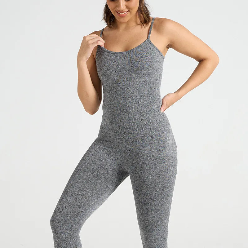 Yoga Fitness Overalls Jumpsuit Gym Stretch Leggings Jogging Anzug Top Push Up