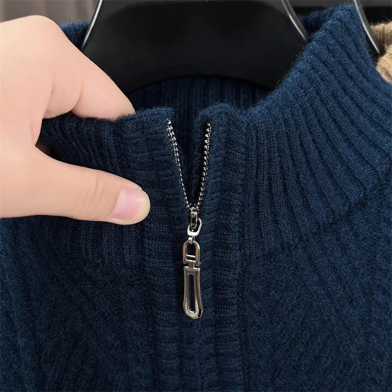 Herren Pullover Sweatshirt Troyer Pulli Sweater Stehkragen Zipper Langarmpulli