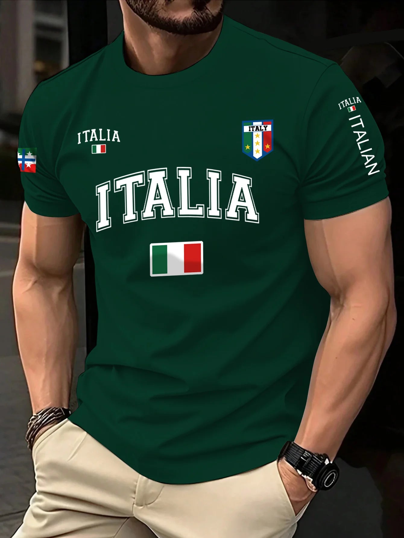 T-Shirt Uomo Manica Corta Italia Tops Maglietta Camicia Maglia Italy